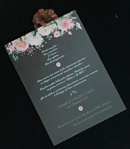 customized 10pcs acrylic wedding invitation,flower acrylic invites,acrylic invitation,white ink birthday invitation card
customized 10pcs acrylic wedding invitation,flower acrylic invites,acrylic invitation,white ink birthday invitation card
