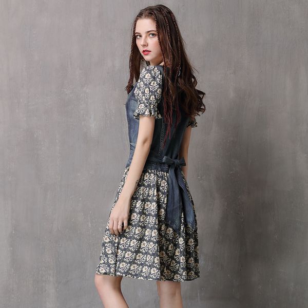 women's 2021 black friday summer new printed denim big swing dress stitching short sleeve dress 82078, White
women's 2021 black friday summer new printed denim big swing dress stitching short sleeve dress 82078, White