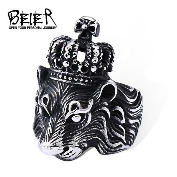 beier punk lion heads with crown finger stainles steel animal rings for men and women vintage personality product br8-112, Golden;silver
beier punk lion heads with crown finger stainles steel animal rings for men and women vintage personality product br8-112, Golden;silver