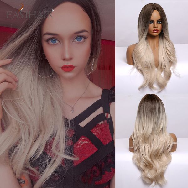 brown light blonde platinum long wavy middle part hair wig cosplay natural heat resistant synthetic wig for women, Black
brown light blonde platinum long wavy middle part hair wig cosplay natural heat resistant synthetic wig for women, Black