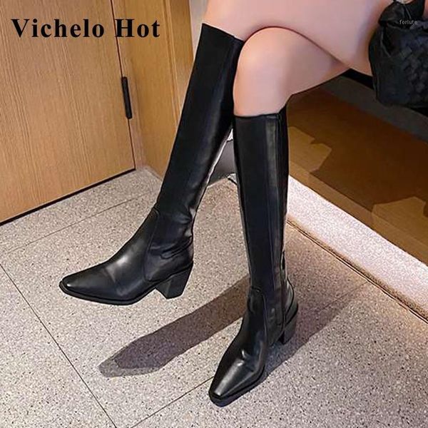 vichelo brand split leather small square toe high heel long boots winter keep warm korean street vintage knee-high boots l221, Black
vichelo brand split leather small square toe high heel long boots winter keep warm korean street vintage knee-high boots l221, Black
