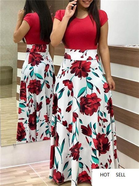 summer womens short sleeve dress fashion ladies contrast color clothes female designer floral print clothing, Black;gray
summer womens short sleeve dress fashion ladies contrast color clothes female designer floral print clothing, Black;gray