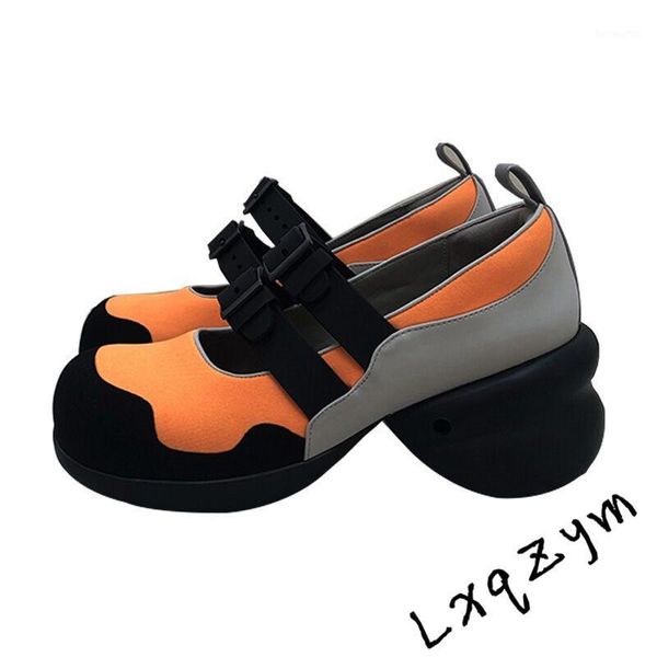 dress shoes chunky sponge heel shallow mouth single mixed color round toe double strap buckle summer sandals 35-401, Black
dress shoes chunky sponge heel shallow mouth single mixed color round toe double strap buckle summer sandals 35-401, Black