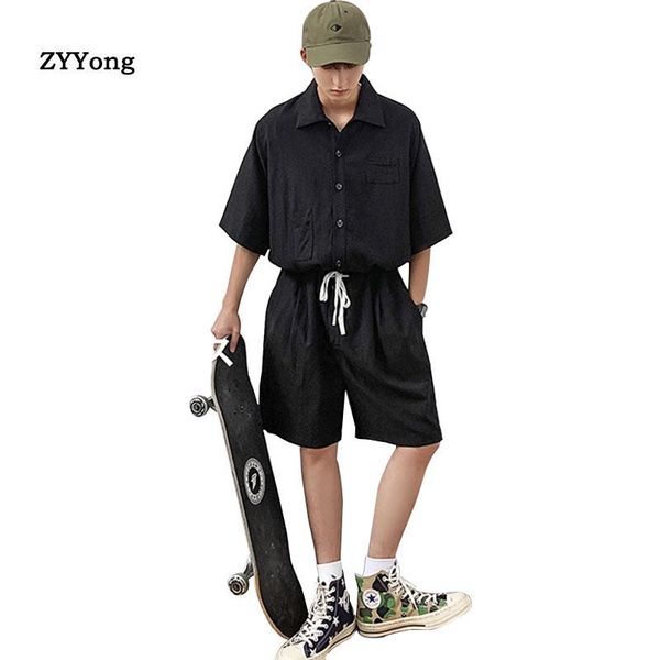 jumpsuit men summer men's half sleeve belt pockets jumpsuit hip hop man streetwear pants harajuku short overalls men, White;black 
jumpsuit men summer men's half sleeve belt pockets jumpsuit hip hop man streetwear pants harajuku short overalls men, White;black