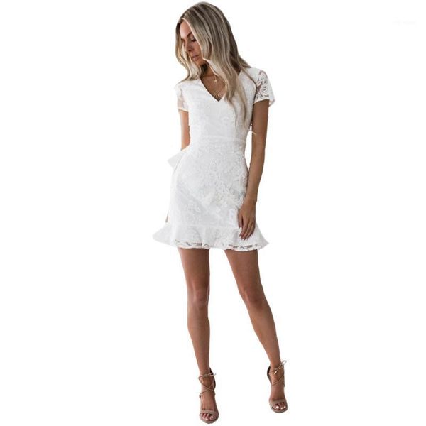 new women dresses lace mesh embroidery dress women v-neck short sleeve ruffles dress elegant party white lace mini1, Black;gray
new women dresses lace mesh embroidery dress women v-neck short sleeve ruffles dress elegant party white lace mini1, Black;gray