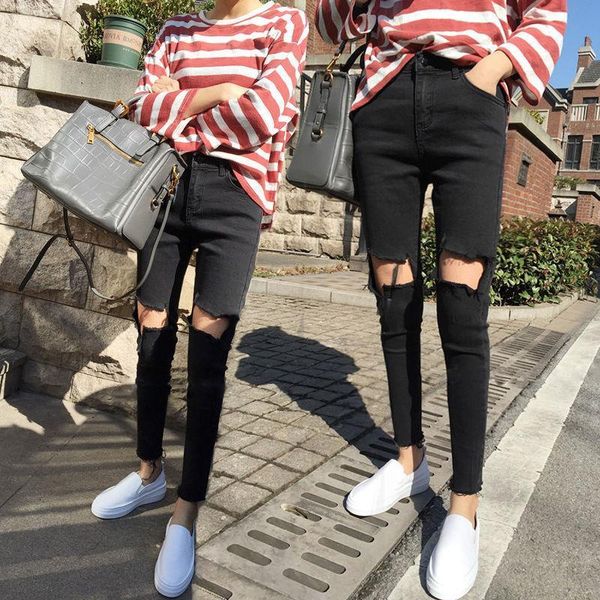 jeans female hole 2020 new slim student spring and summer tight leggings black beggar pencil pants, Blue
jeans female hole 2020 new slim student spring and summer tight leggings black beggar pencil pants, Blue
