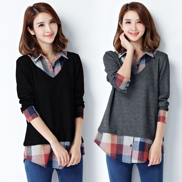 ixcbw spring 2020 short type stitching new large bottomed with plaid spring women's lapel 2020 new t-ttype t-shirtt-shirt women's, White
ixcbw spring 2020 short type stitching new large bottomed with plaid spring women's lapel 2020 new t-ttype t-shirtt-shirt women's, White