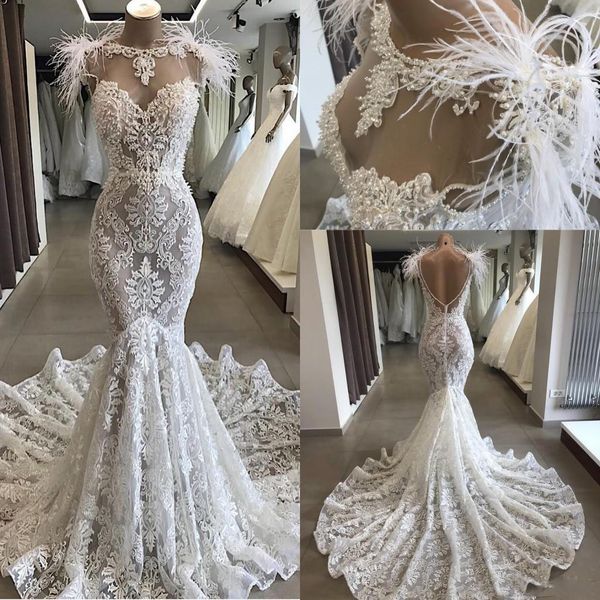 fill lace mermaid wedding dress vintage bohemian beach bridal gown with feathers plus size custom made vestido de novia, White
fill lace mermaid wedding dress vintage bohemian beach bridal gown with feathers plus size custom made vestido de novia, White