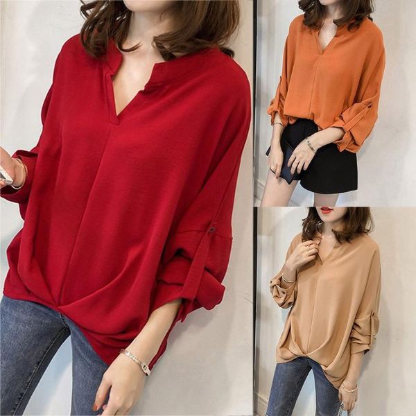 spring summer women's clothes fashion v-neck blouses solid color work shirt three quarter flare sleeve work shirts blouse, White
spring summer women's clothes fashion v-neck blouses solid color work shirt three quarter flare sleeve work shirts blouse, White