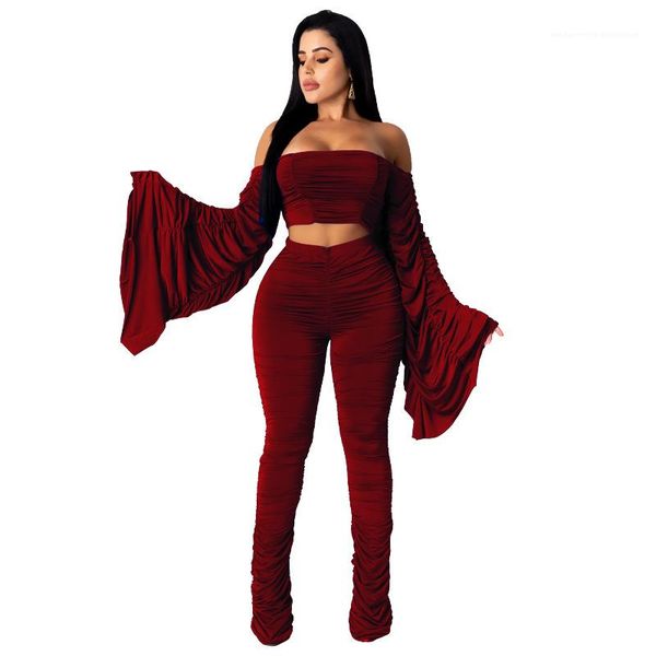 одежда костюм sexy flare рукавом crop top высокой талией штабелированные брюки женские сплошной цвет двух частей штаны женщины верхней части, White
одежда костюм sexy flare рукавом crop top высокой талией штабелированные брюки женские сплошной цвет двух частей штаны женщины верхней части, White