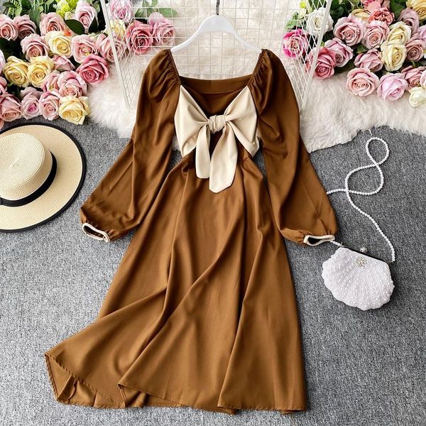 casual dresses square neck puff sleeve dress woman vintage bow autumn winter party for women 2021 korean kawaii elegant butterfly black, Black;gray
casual dresses square neck puff sleeve dress woman vintage bow autumn winter party for women 2021 korean kawaii elegant butterfly black, Black;gray