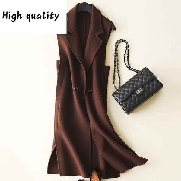 double-side fashion 2021 cashmere women's vest long solid wool coat female waistcoat for women colete feminino fg9330, Black;white
double-side fashion 2021 cashmere women's vest long solid wool coat female waistcoat for women colete feminino fg9330, Black;white