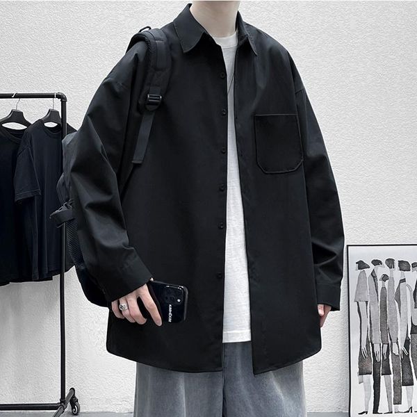 men's casual shirts spring autumn men shirt long sleeve korean fashion 100% cotton solid colors streetwear oversize loose harajuku, White;black
men's casual shirts spring autumn men shirt long sleeve korean fashion 100% cotton solid colors streetwear oversize loose harajuku, White;black