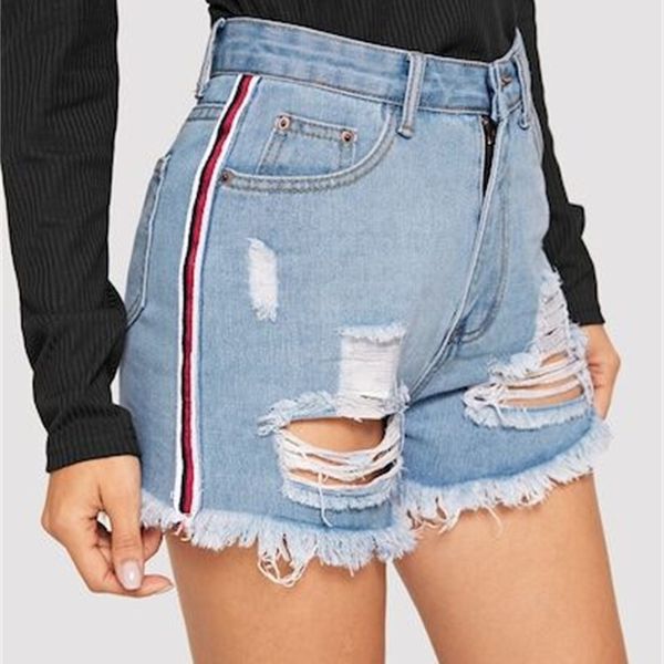 women's new style pierced burr laced denim shorts pants 678xl, Blue
women's new style pierced burr laced denim shorts pants 678xl, Blue