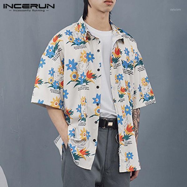 incerun 2020 fashion men printed shirts short sleeve lapel blusas loose summer holiday camisa hombre chemise breathable 1, White;black
incerun 2020 fashion men printed shirts short sleeve lapel blusas loose summer holiday camisa hombre chemise breathable 1, White;black
