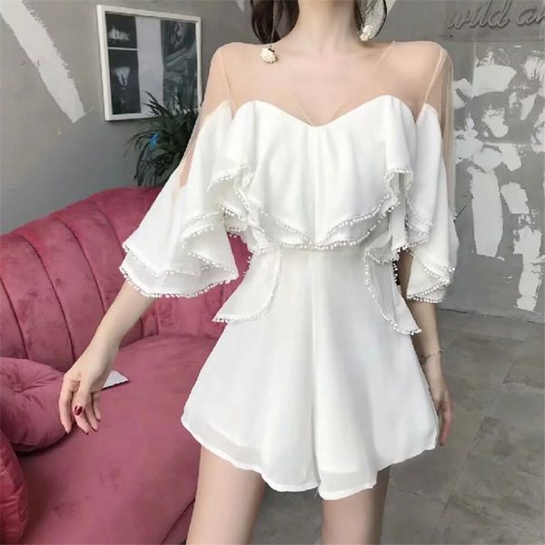 women's jumpsuits & rompers fashion white jumpsuit 2021 summer v neck transparent off the shoulder mini playsuit ruffled layered wide l, Black;white
women's jumpsuits & rompers fashion white jumpsuit 2021 summer v neck transparent off the shoulder mini playsuit ruffled layered wide l, Black;white