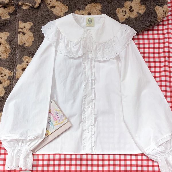 women's blouses & shirts autumn japanese mori girl white blouse cute doll collar student bear hollow lace long sleeve jk uniform
women's blouses & shirts autumn japanese mori girl white blouse cute doll collar student bear hollow lace long sleeve jk uniform