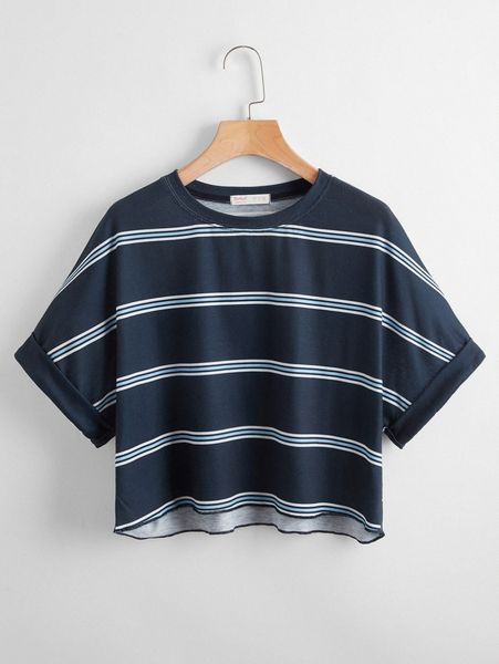 plus striped batwing sleeve crop tee d453#, Black
plus striped batwing sleeve crop tee d453#, Black