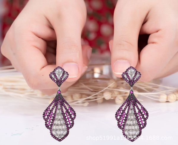 european and american accessories new earrings elegant and luxurious set with red rigid fashion earrings water drop jewel earrings, Silver
european and american accessories new earrings elegant and luxurious set with red rigid fashion earrings water drop jewel earrings, Silver