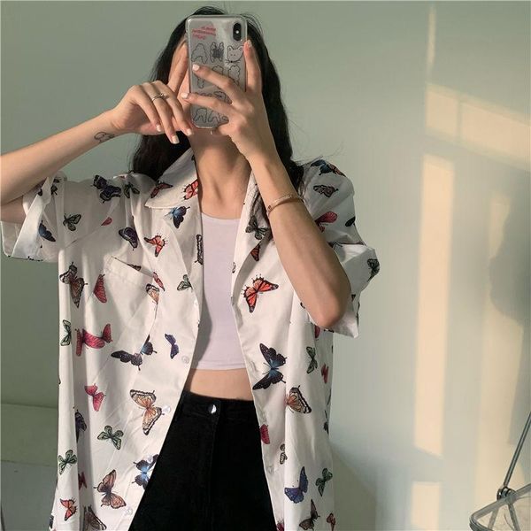 women's blouses & shirts butterfly print shirt harajuku blouse summer short sleeve button up for women ladies korean clothes beach clo, White
women's blouses & shirts butterfly print shirt harajuku blouse summer short sleeve button up for women ladies korean clothes beach clo, White