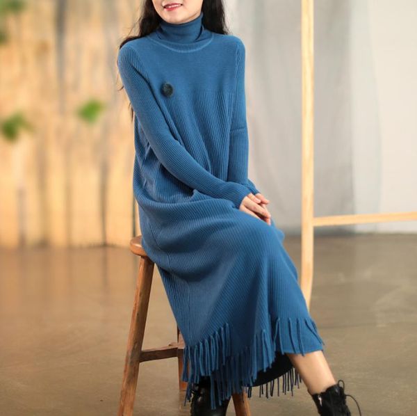 winter dresses women retro solid color tassel loose turtleneck collar core-spun yarn female long knit clothing wild, Black;gray
winter dresses women retro solid color tassel loose turtleneck collar core-spun yarn female long knit clothing wild, Black;gray