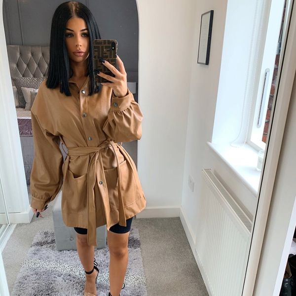 2021 new autumn women's fashion solid color pu motorcycle jacket with belt winter mid-length faux leather flocking coat for women ahv1, Black
2021 new autumn women's fashion solid color pu motorcycle jacket with belt winter mid-length faux leather flocking coat for women ahv1, Black