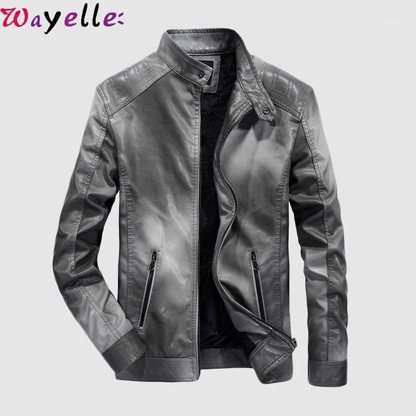 men's pu leather jackets coats 2019 autumn winter motorcycle biker faux leather jackets men thicken velvet warm outwear s-3xl1, Black
men's pu leather jackets coats 2019 autumn winter motorcycle biker faux leather jackets men thicken velvet warm outwear s-3xl1, Black