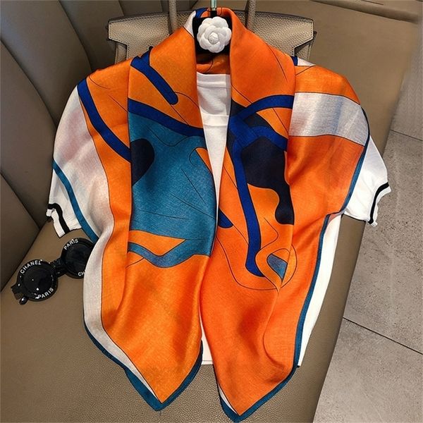 90*90cm silk shawls and scarves fashion geometric printed kerchief women neck scarf square wraps elegant head scarfs female y201007, Blue;gray
90*90cm silk shawls and scarves fashion geometric printed kerchief women neck scarf square wraps elegant head scarfs female y201007, Blue;gray