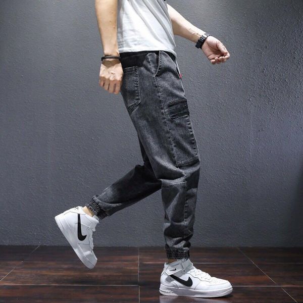 men's jeans 2021 autumn winter slim solid color haren cargo relaxed casual personality youth wear, Blue
men's jeans 2021 autumn winter slim solid color haren cargo relaxed casual personality youth wear, Blue
