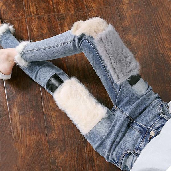 rabbit fur jeans women's winter high waist stretch plus velvet korean style slim slimming pants with raw edges 2020 new trousers, Blue
rabbit fur jeans women's winter high waist stretch plus velvet korean style slim slimming pants with raw edges 2020 new trousers, Blue