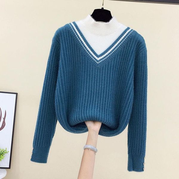 women's sweaters sweater women pullovers casual outer wear korean version loose half high neck base winter warm girls, White;black
women's sweaters sweater women pullovers casual outer wear korean version loose half high neck base winter warm girls, White;black