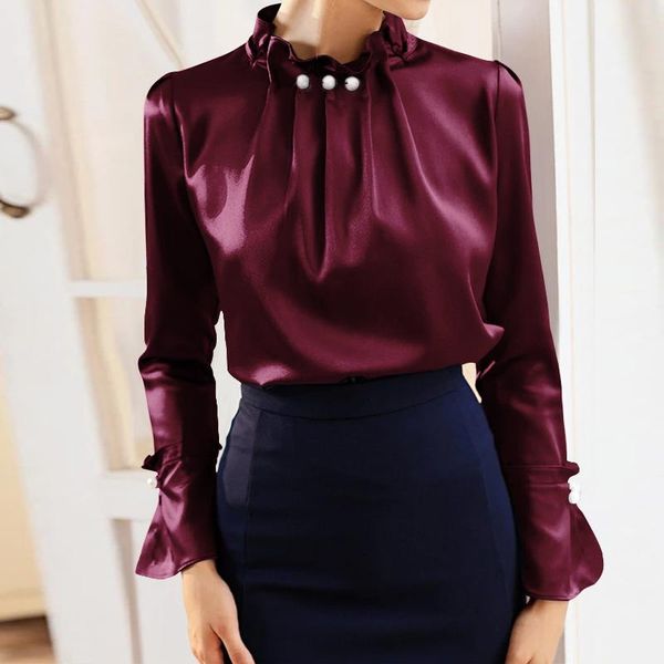 women's blouses & shirts celmia 2021 autumn women fashion long sleeve satin blouse vintage pearl stand collar street elegant silk s-5x, White
women's blouses & shirts celmia 2021 autumn women fashion long sleeve satin blouse vintage pearl stand collar street elegant silk s-5x, White