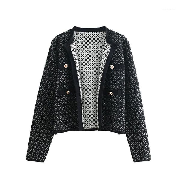autumn 2020 women's new casual retro small fragrant diamond jacquard knitted cardigan coat 095981438001, Black;brown
autumn 2020 women's new casual retro small fragrant diamond jacquard knitted cardigan coat 095981438001, Black;brown