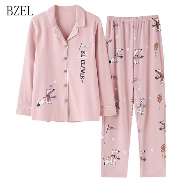 bzel cotton sleepwear long sleeve pajamas for women cartoon fox homewear pink pijama mujer sleep lounge leisure home cloth -3xl y200708, Black;red
bzel cotton sleepwear long sleeve pajamas for women cartoon fox homewear pink pijama mujer sleep lounge leisure home cloth -3xl y200708, Black;red