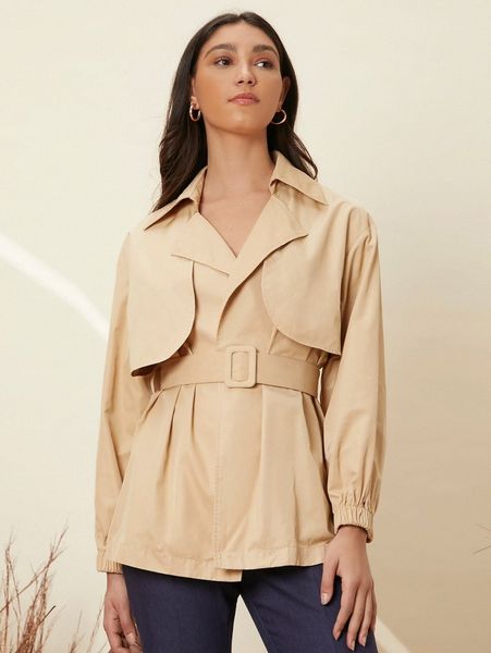 lantern sleeve belted trench coat i8hj#, Tan;black 
lantern sleeve belted trench coat i8hj#, Tan;black