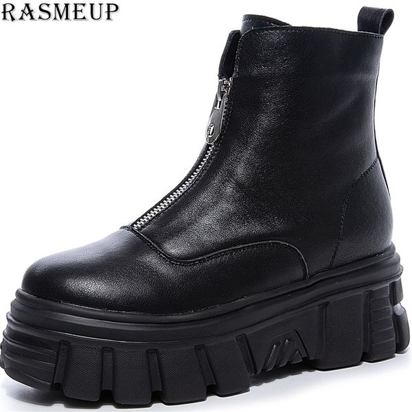 rasmeup genuine leather front zipper women' ankle boots 2020 fashion style women spring platform boots ladies chunky shoes y200723, Black
rasmeup genuine leather front zipper women' ankle boots 2020 fashion style women spring platform boots ladies chunky shoes y200723, Black