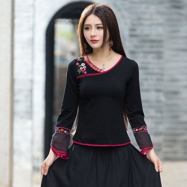 3003# autumn and winter new national style women's lace nationality ethnic group dress lace splicing long sleeve embroidered bottomed t, Black
3003# autumn and winter new national style women's lace nationality ethnic group dress lace splicing long sleeve embroidered bottomed t, Black