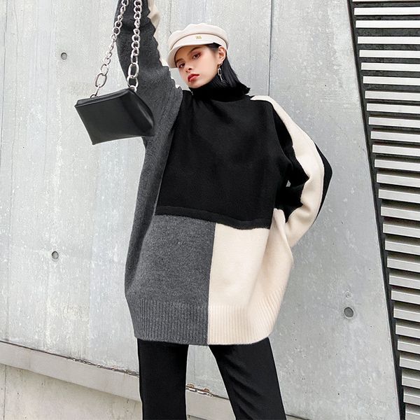 2021 New Chique Street Mesh Women's Tops High Collar Loose Shirts Fashion Colorblock Long Pullovers Winter Clothes 7R4Q, White;black
2021 New Chique Street Mesh Women's Tops High Collar Loose Shirts Fashion Colorblock Long Pullovers Winter Clothes 7R4Q, White;black