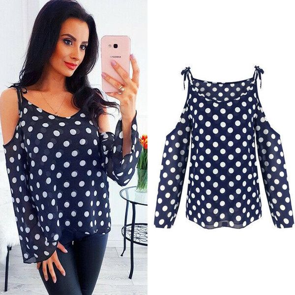 stylish women polka dot casual loose off-shoudler long sleeve shirt blouse /by, White
stylish women polka dot casual loose off-shoudler long sleeve shirt blouse /by, White