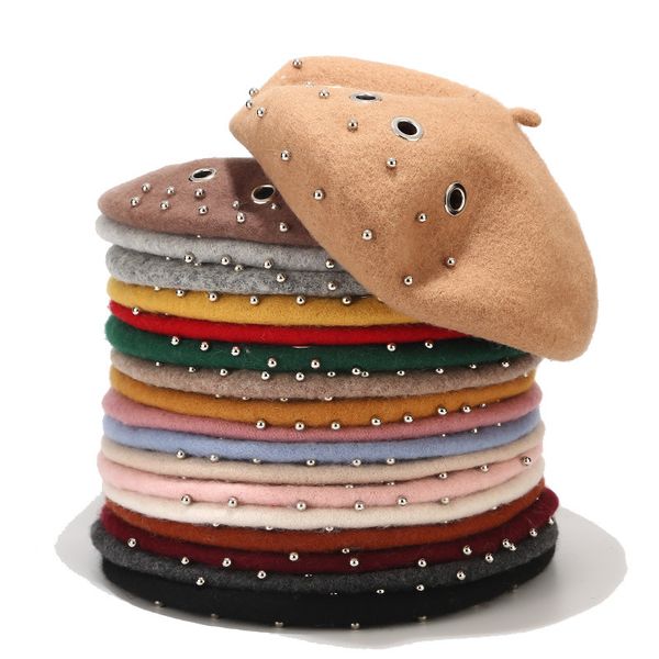 berets punk style metal hollow out rivet wool beret women winter retro art painter cap stomatal iron beads hat for girls, Blue;gray
berets punk style metal hollow out rivet wool beret women winter retro art painter cap stomatal iron beads hat for girls, Blue;gray
