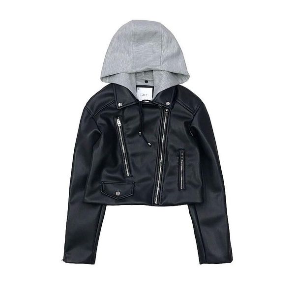 women's leather & faux 2021 autumn women pu jacket hooded biker streetwear casual with zipper pockets outwear female coat, Black
women's leather & faux 2021 autumn women pu jacket hooded biker streetwear casual with zipper pockets outwear female coat, Black