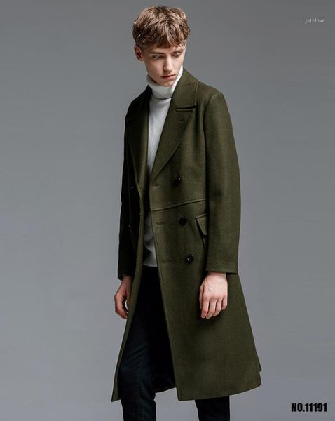 chaoshan army green super long woolen coat men autumn and winter new over the knee woolen coat large size s-6xl1, Black 
chaoshan army green super long woolen coat men autumn and winter new over the knee woolen coat large size s-6xl1, Black