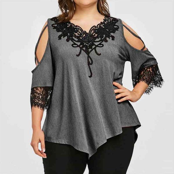 women lace off shoulder v-neck loose blouses summer casual loose short sleeve female shirts blusa plus size, White
women lace off shoulder v-neck loose blouses summer casual loose short sleeve female shirts blusa plus size, White