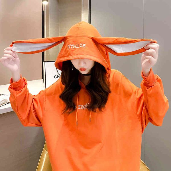 hoodies spring and autumn women's clothes lovely rabbit hooded sweater korean version loose foreign style long sleeve top, Black
hoodies spring and autumn women's clothes lovely rabbit hooded sweater korean version loose foreign style long sleeve top, Black