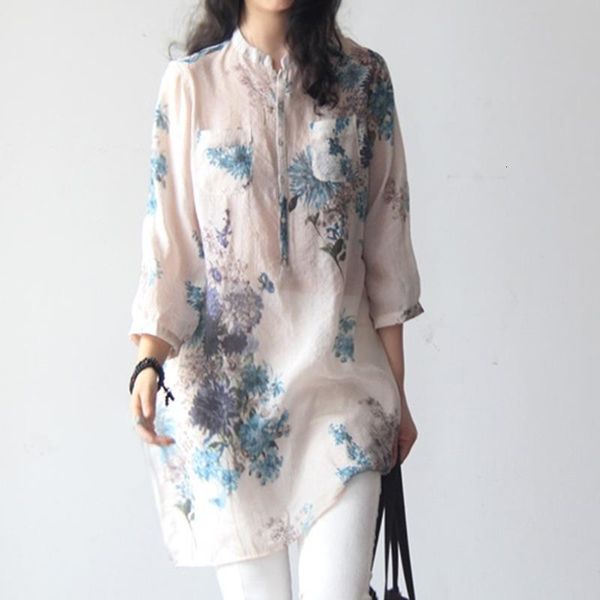 cotton linen shirts vintage women floral print blouses casual loose female long shirt blusas tunic chinese style, White
cotton linen shirts vintage women floral print blouses casual loose female long shirt blusas tunic chinese style, White