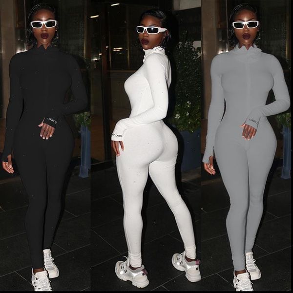 one piece women jumpsuits autumn winter lucky label embroidery long skinny knitted bodysuit rompers and jumpsuit sportwear, Black;white 
one piece women jumpsuits autumn winter lucky label embroidery long skinny knitted bodysuit rompers and jumpsuit sportwear, Black;white