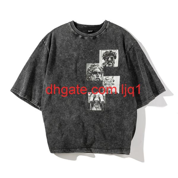 chao brand statue printed short sleeve t-shirt for men's fashion worn-out half sleeve bf original suzerain loose quarter sleeve, White;black
chao brand statue printed short sleeve t-shirt for men's fashion worn-out half sleeve bf original suzerain loose quarter sleeve, White;black