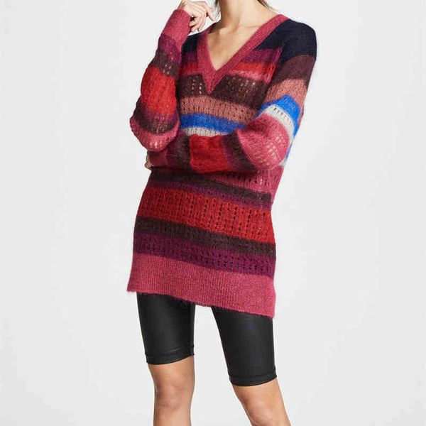 women's sweaters stripes knitted mid-length sweater autumn winter hollow out loose v-neck fashion new female casual pullover kl7w, White;black
women's sweaters stripes knitted mid-length sweater autumn winter hollow out loose v-neck fashion new female casual pullover kl7w, White;black