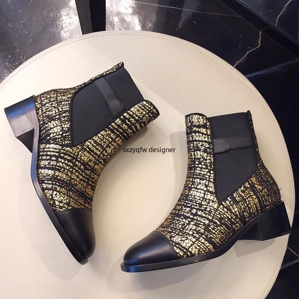 patchwork gold leather surface ankle boots autumn new style square toe women shoes black elastic band female boots luxury design
patchwork gold leather surface ankle boots autumn new style square toe women shoes black elastic band female boots luxury design