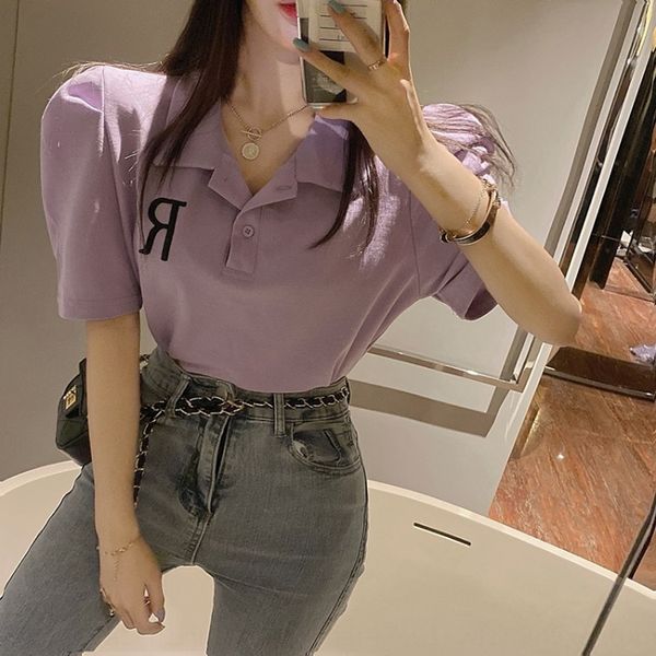 2020 new fashion letter loose hong kong polo collar bubble sleeve t-shirt for embroidery t-shirt embroidery women xldye, White
2020 new fashion letter loose hong kong polo collar bubble sleeve t-shirt for embroidery t-shirt embroidery women xldye, White